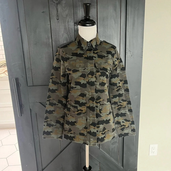 NWOT L'AGENCE Cromwell Camouflage Military Jacket Green Multi Casual Women Small - Picture 4 of 14